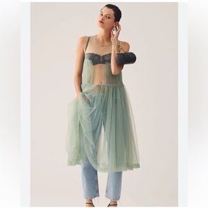 Maeve Sleeveless Sheer Tulle Overlay Dress